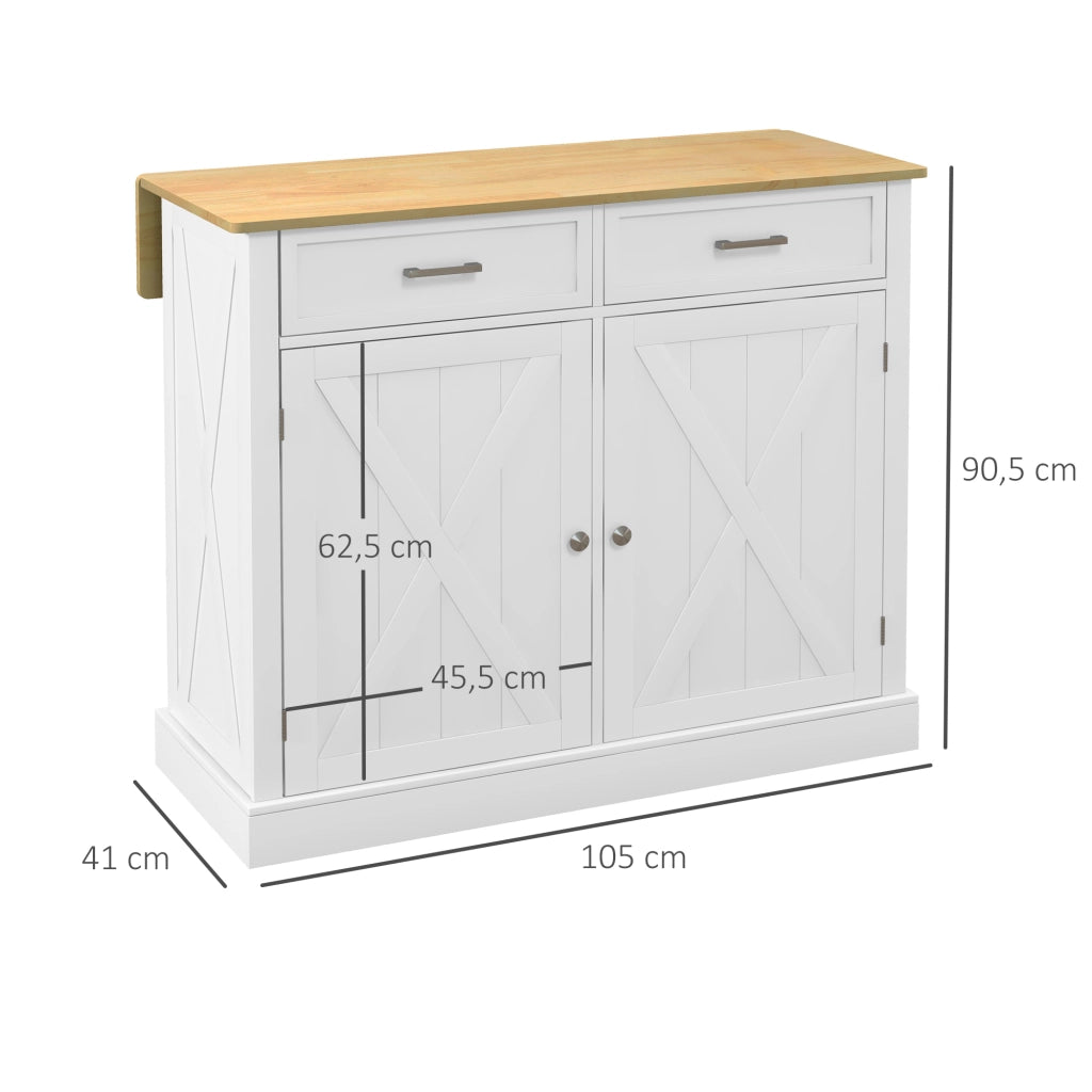Tavolo da cucina allungabile con piano in legno e ruote ¨C zephmum ¨C 105x60x90,5 bianco