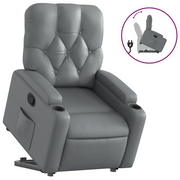 Poltrona | Sedia Relax Alzapersona Reclinabile Grigio in Similpelle