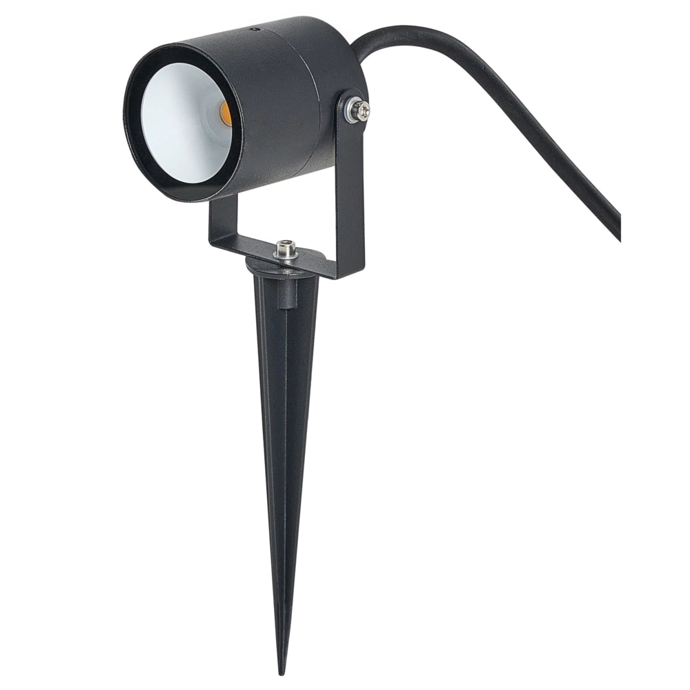 Set moderno di 2 faretti da esterno a LED con picchetto, in alluminio nero, per giardino