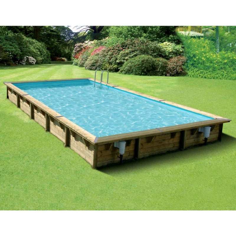 Piscina In Legno Rettangolare Northwood 800 - 8,00 X 5,00 H1,40 M - Liner Blue