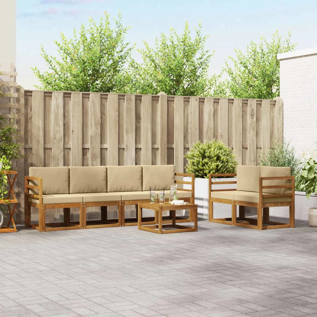 Set di divani da esterno con cuscino 7 pcs Naturale e Beige