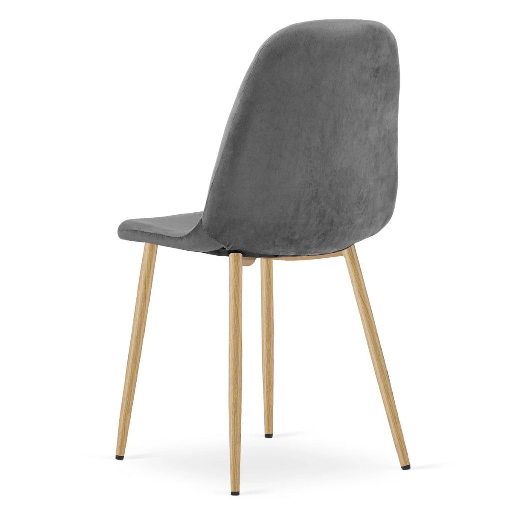 Sedia Padva in velluto grigio scuro con gambe effetto rovere