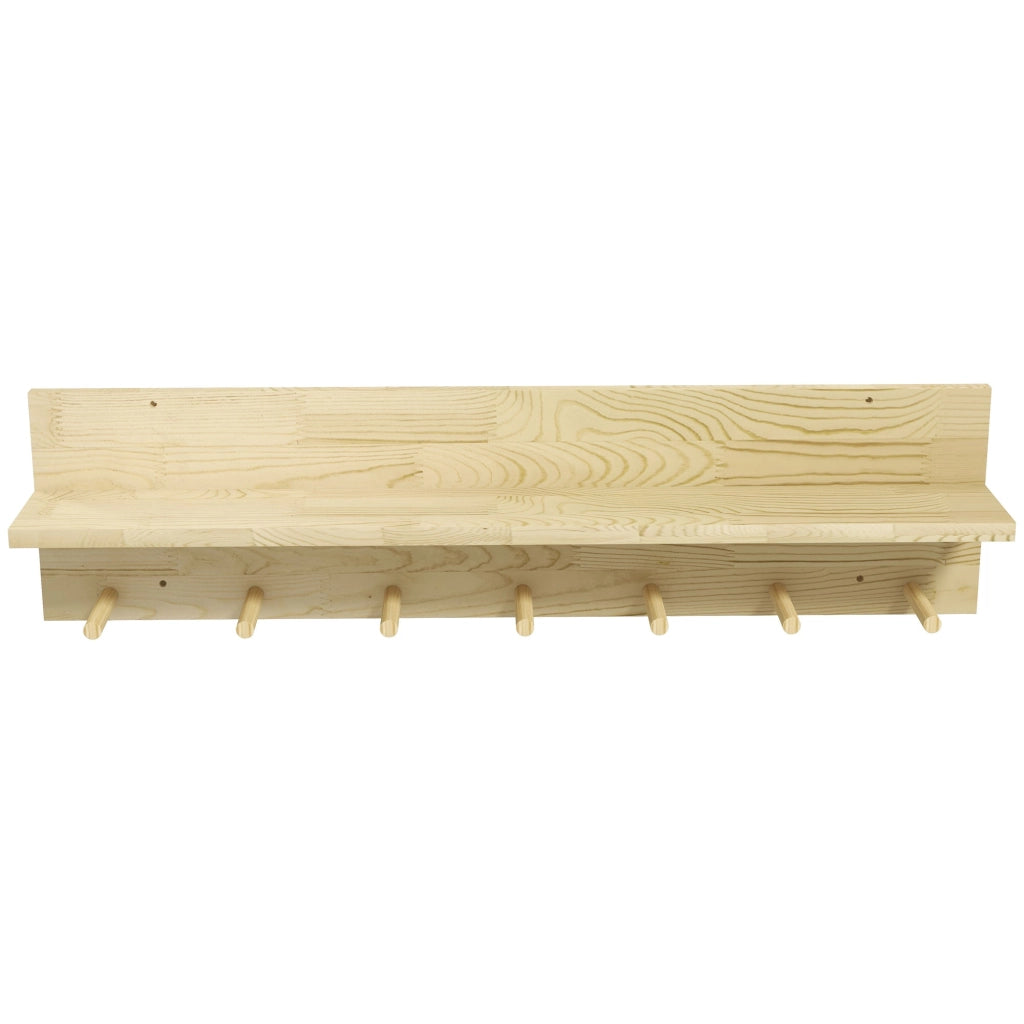 Mensola da Parete con 7 Ganci per Ingresso e Soggiorno 80x12x20 cm in Legno di Abete