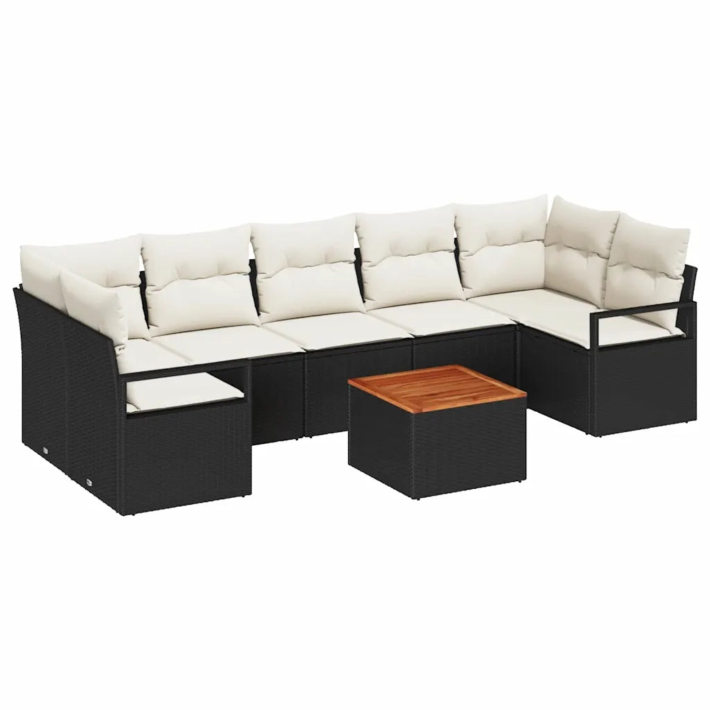 Set Divano da Giardino con cuscino 8 pcs Nero polyrattan 3347670