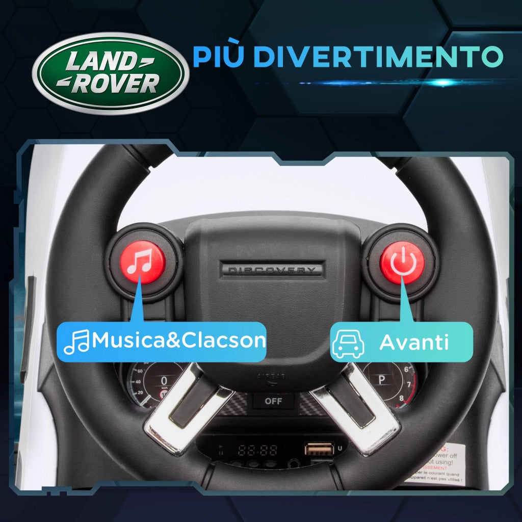 Macchina Elettrica per Bambini Licenza Land Rover Discovery 6V Velocità 3km/h Bianco
