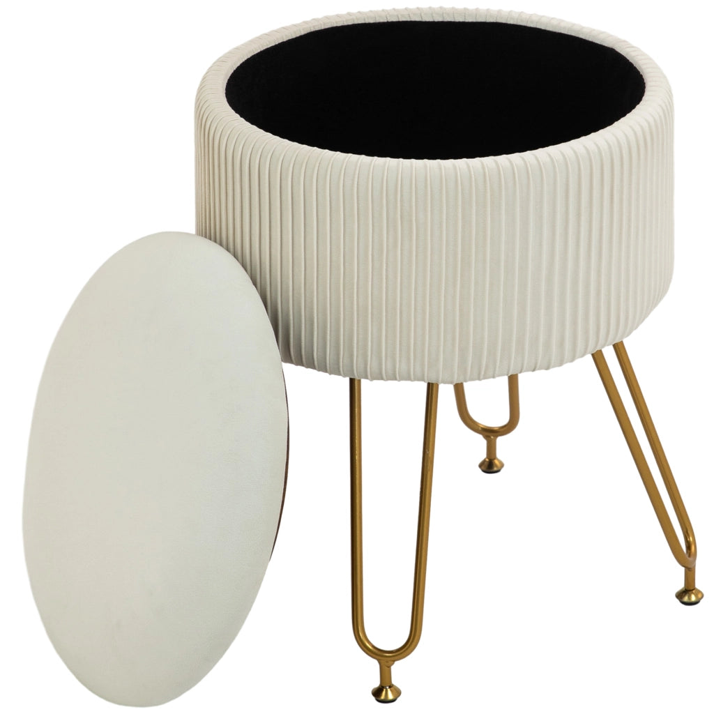 Puffo cassettiera con gambe in metallo ¨C zephmum ¨C crema 40x40x40