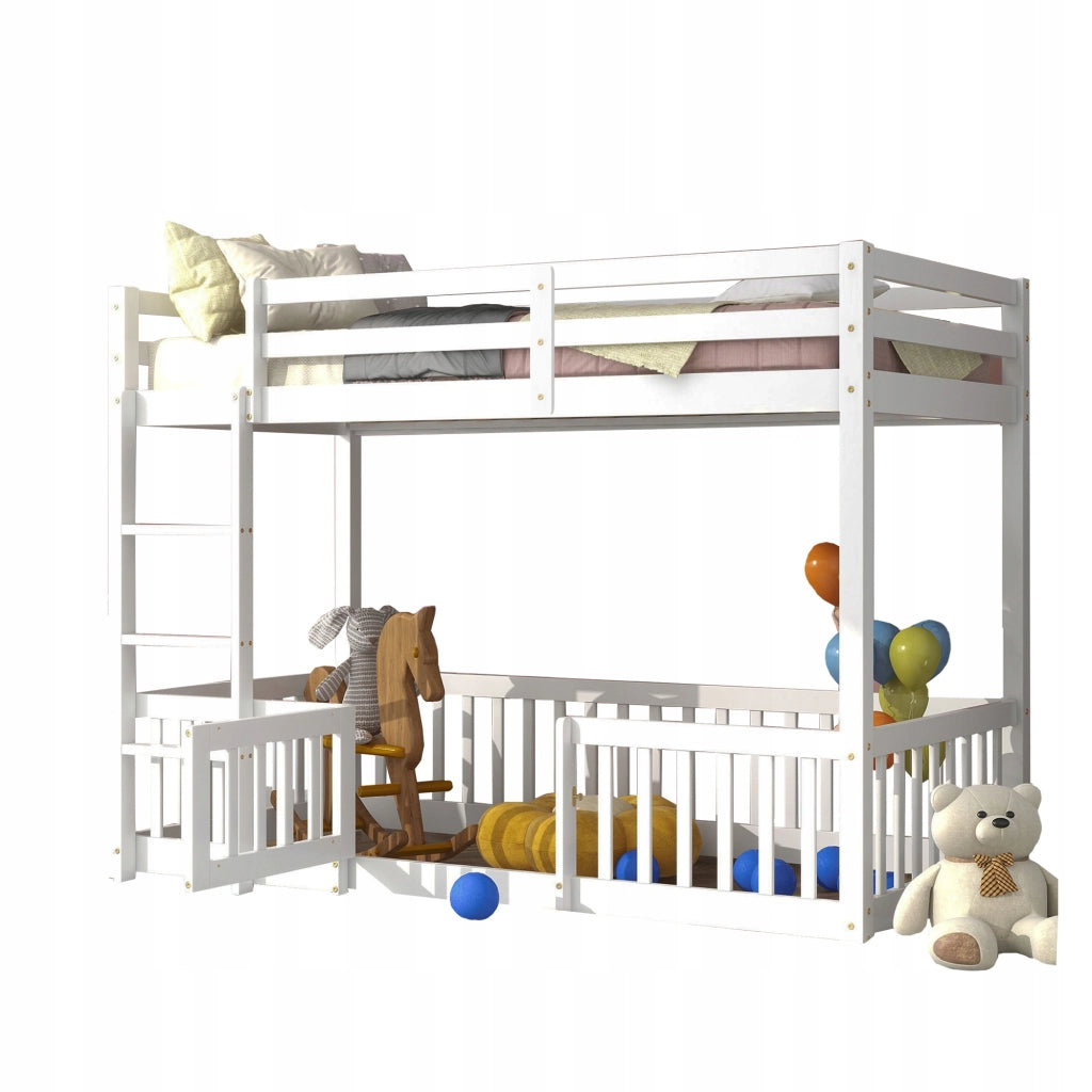 Letto a castello 90x200cm bianco con scala - Xylo