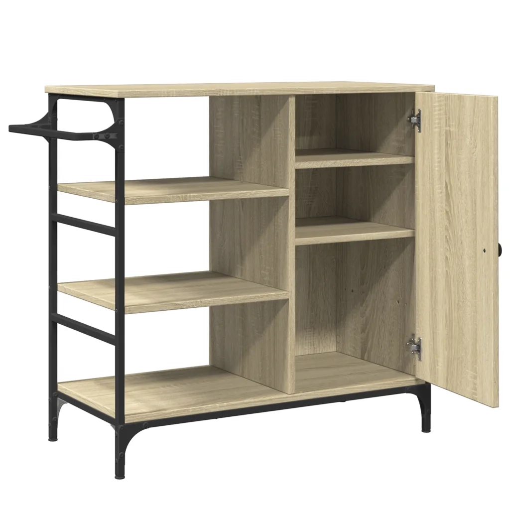 Carrello da Cucina-Scaffale per Cucina Rovere Sonoma 87,5x38,5x84,5 cm Multistrato