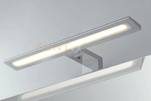 APPLIQUE LED WALLY CROMO FISSAGGIO PARETE E SPECCHIO 8W 880LM 4000K IP44 30X11,5X4,2CM