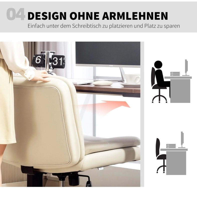 Sedia da ufficio senza braccioli in ecopelle beige