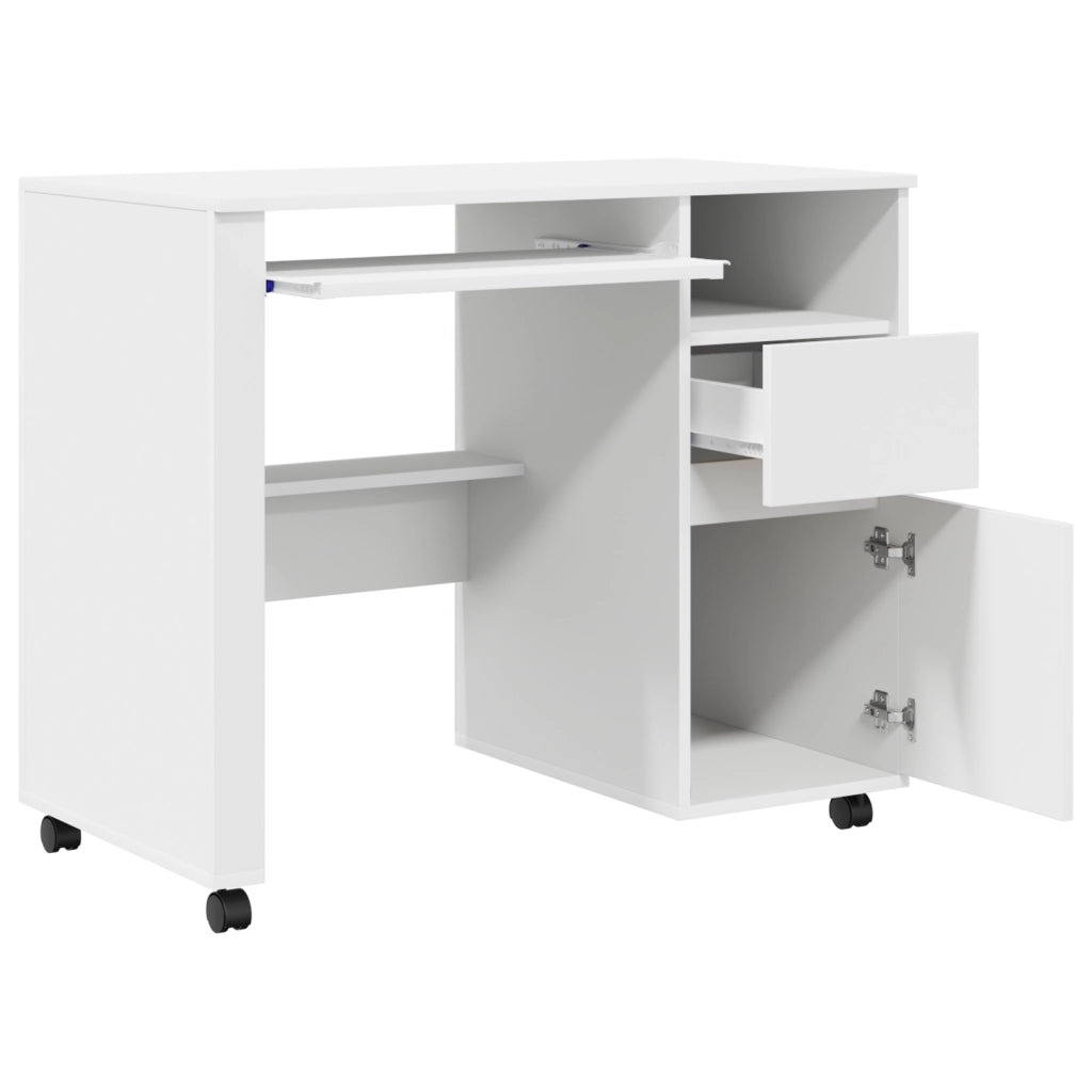 Scrivania Bianca con Cassetti Bianca MDF, Truciolare Standard