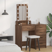 Tavolo da toeletta con luci LED Rovere marrone 50x41x140 cm