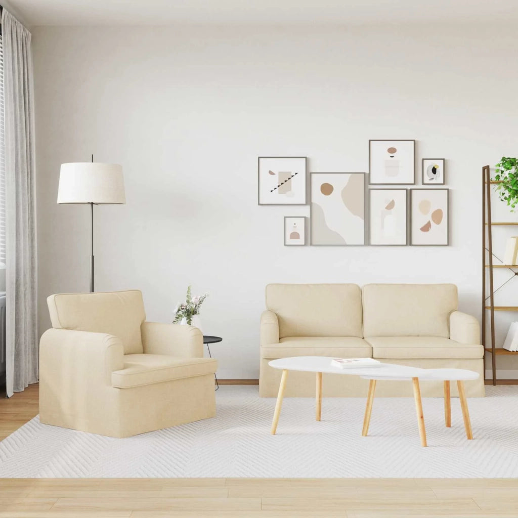 Divano 2 pcs Crema 162 x 80 x 85 cm Tessuto