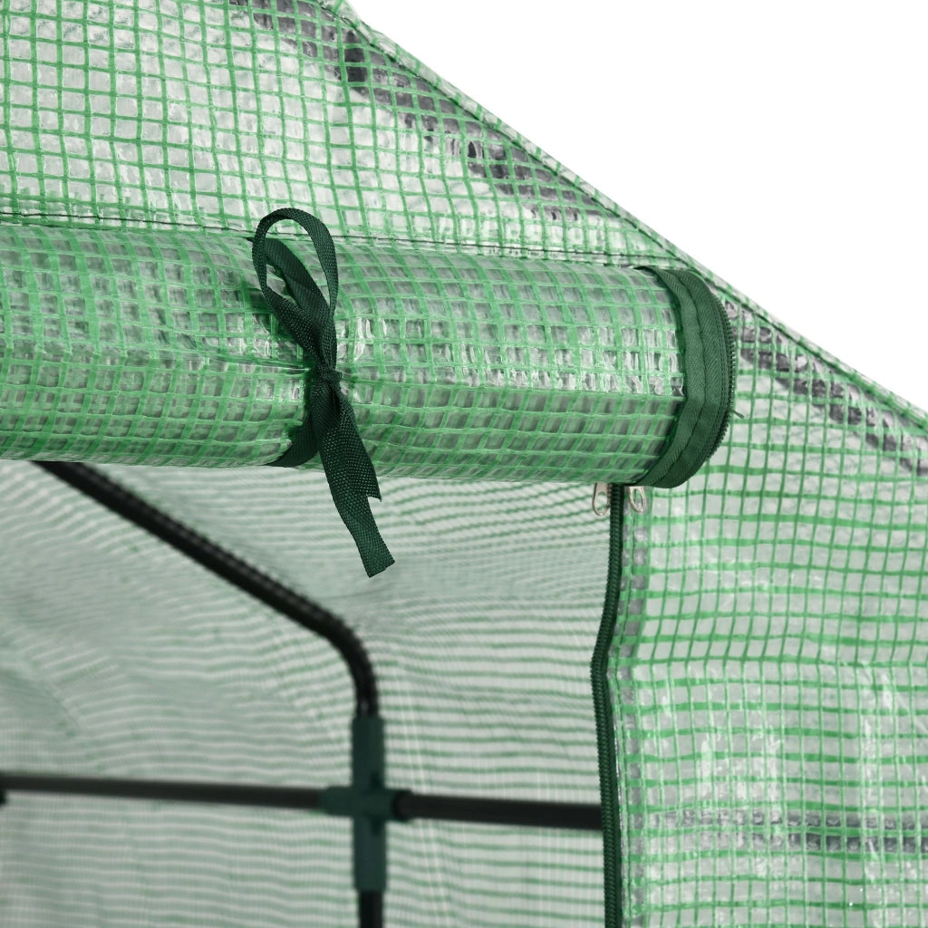 Serra da Giardino con Scaffali 143x138x190 cm in PE e Porta Avvolgibile Verde
