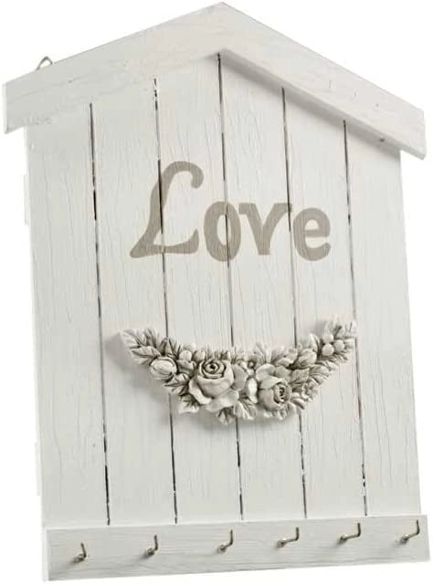 CASETTA PORTA CHIAV IN LEGNO DI COLORE BIANCO 23 X 30 CM