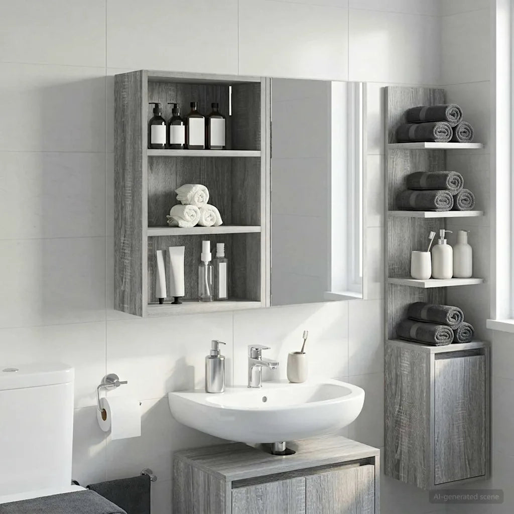 Armadio da bagno a muro Sonoma grigia 40 x 16 x 62,5 cm 889372