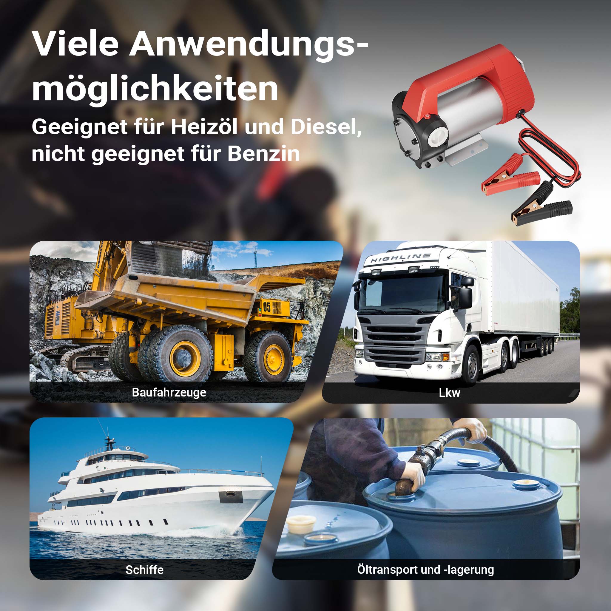 Pompa autoadescante per trasferimento diesel gasolio 12V / 160W 40 l/min