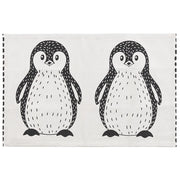 Tappeto a pelo corto bianco e Nero con stampa pinguino 60 x 90 cm per la sala giochi dei bambini