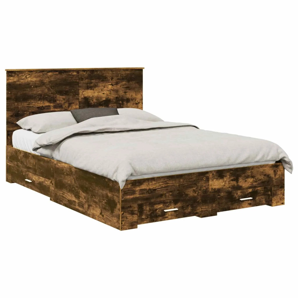Struttura del letto Rovere fumé 140 x 190 cm Legno multistrato