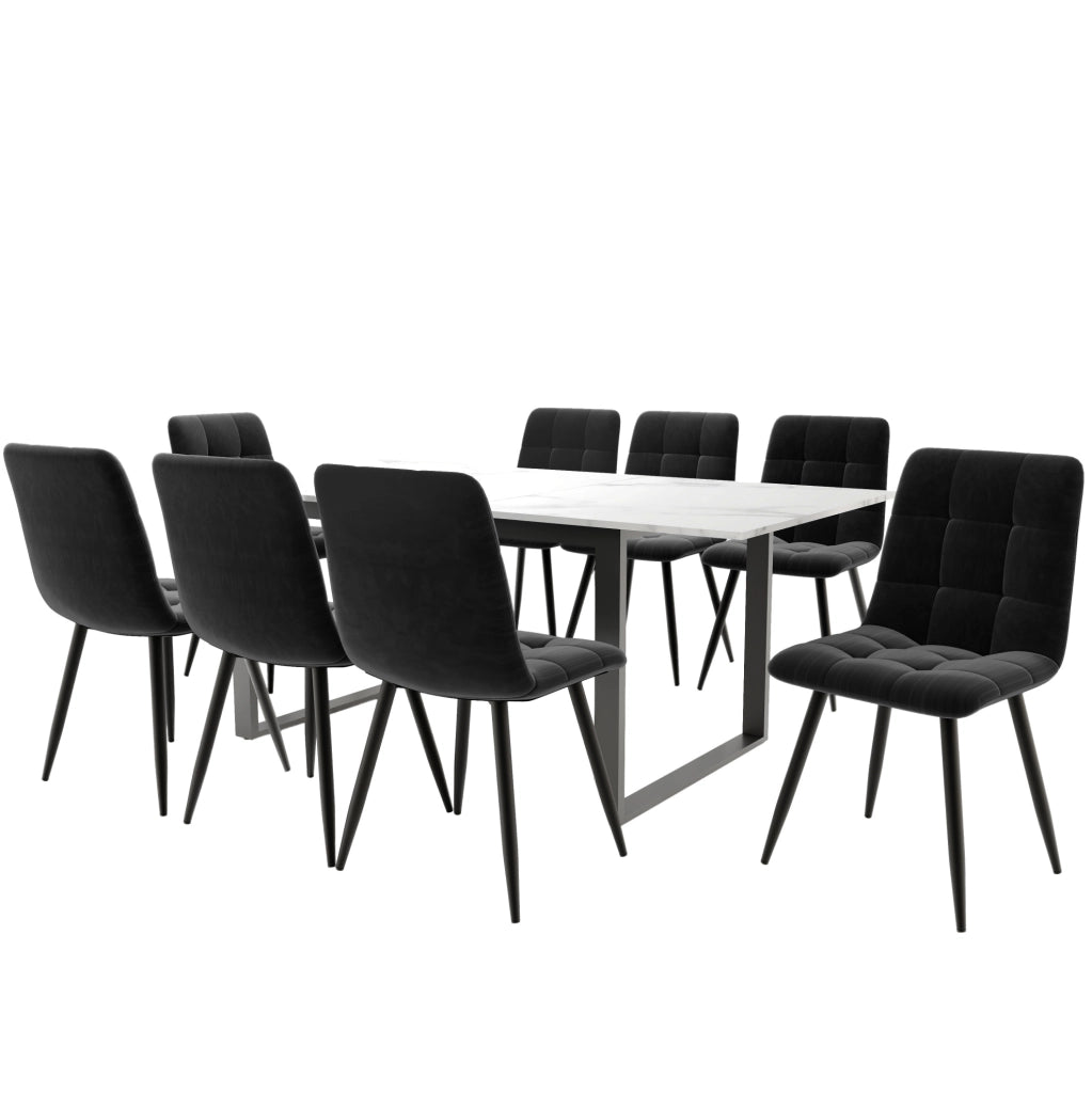 Set da pranzo con tavolo estensibile bianco e sedie
