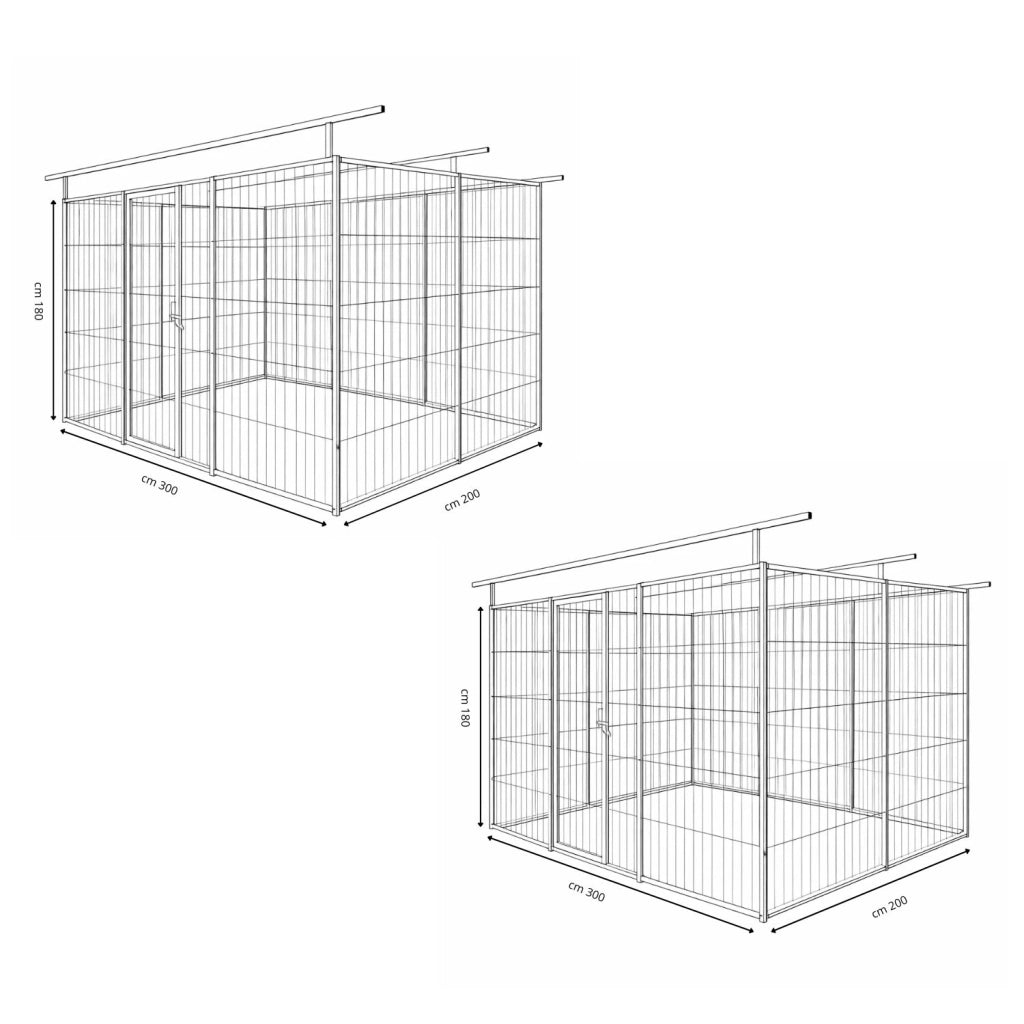 2 box per cani predisposizione alla copertura zincato ciascuno da 300x200x altezza 180 cm