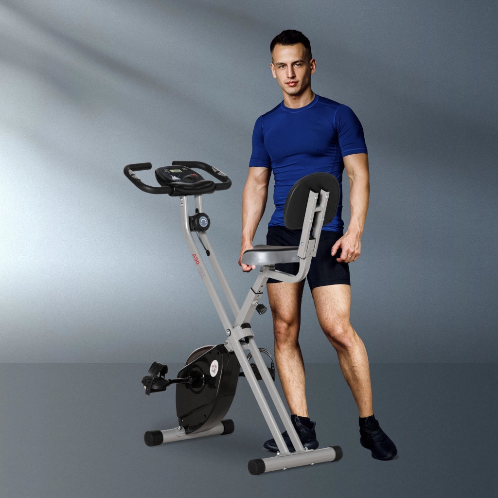 Bicicletta Statica Pieghevole con Schienale ¨C zephmum ¨C Grigio