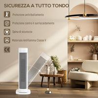 Termoventilatore Ceramico PTC 2000W con 3 Temperature Regolabili Timer e Telecomando Bianco