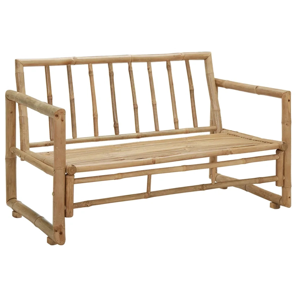 Panca da Giardino con Cuscini-Sgabello-Panca da esterno 115 cm in Bamb¨´