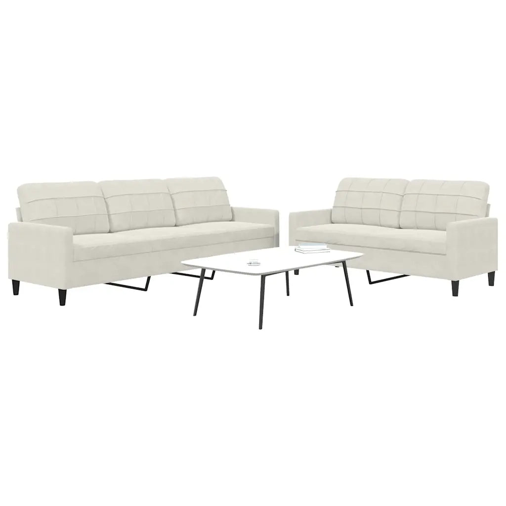 vidaXL Set di Divani 2 pz con Cuscini Crema in Velluto