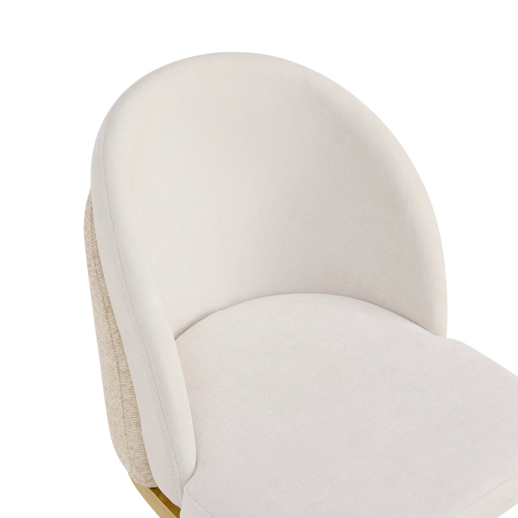 Set 2 sedie da pranzo in ciniglia beige e oro