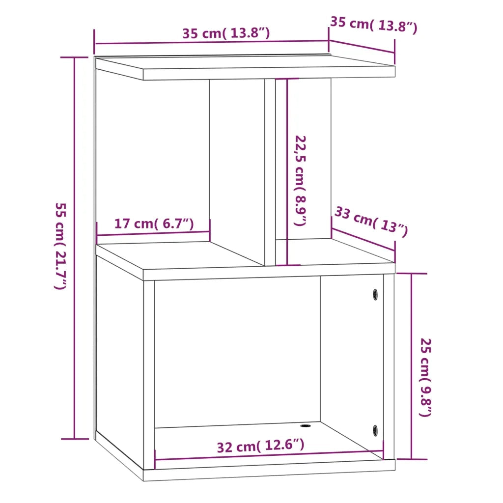Comodini 2 pz Rovere Fumo 35x35x55 cm in Legno Multistrato 815184