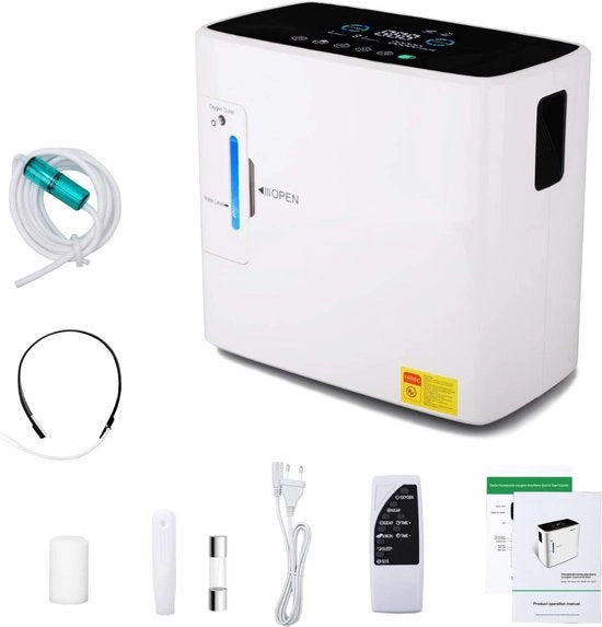 Concentratore di ossigeno - 90% alta purezza 1-8 l/min, generatore di ossigeno O2 con telecomando per uso domestico, DE-1S