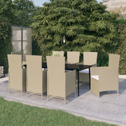 Set Mobili da Pranzo da Giardino 9 pz con Cuscini Beige cod mxl 43954
