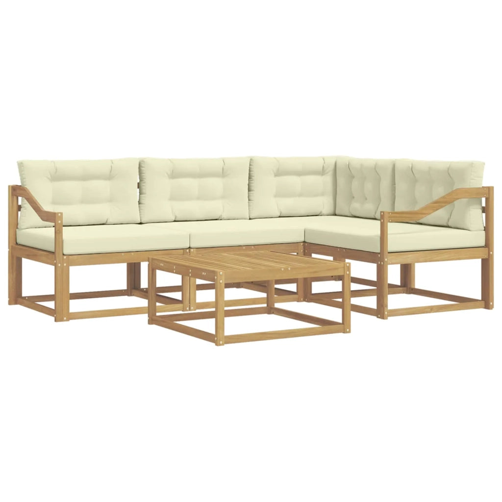 Set di divani da esterno 5 pcs Bianco e Crema 79 x 79 x 37 cm