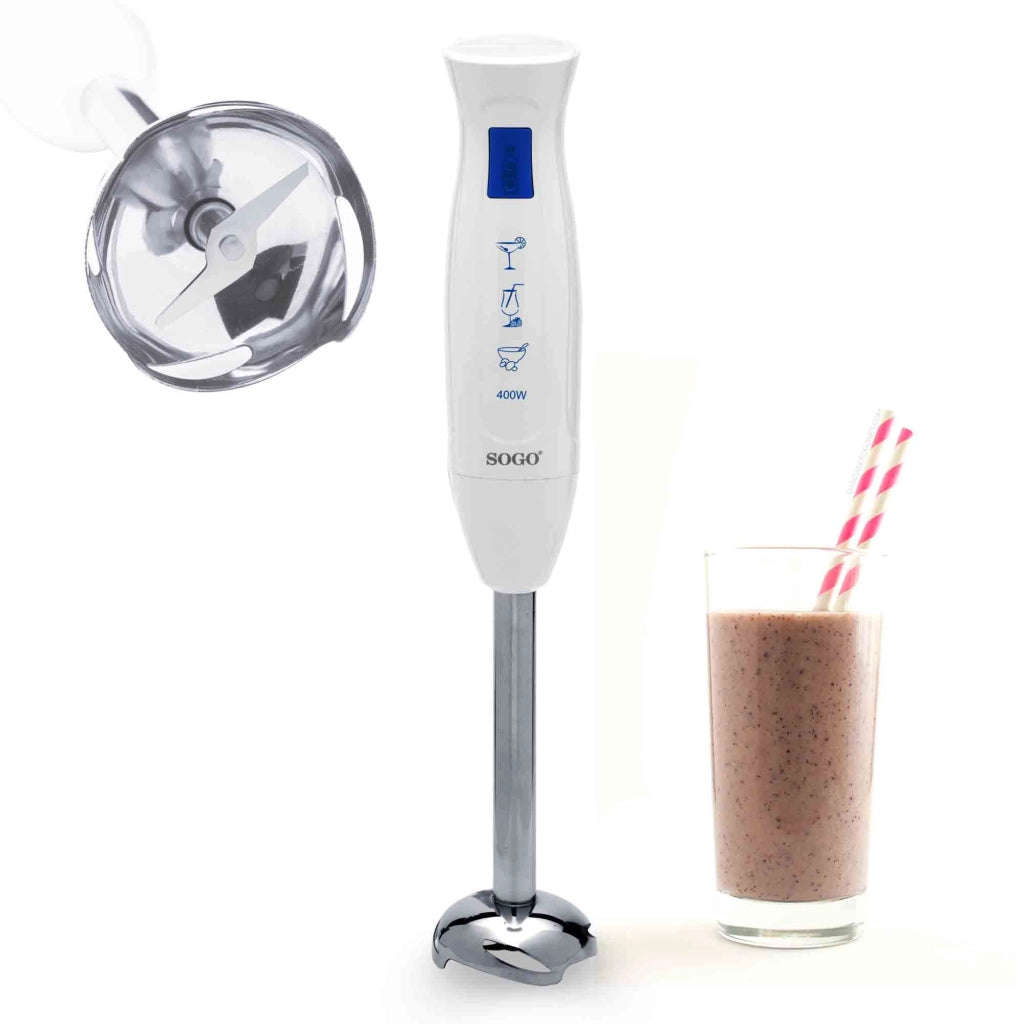 Frullatore a immersione elettrico 400W, tritatutto 300ml, frusta montapanna, bicchiere graduato 700ml cucina - SOGO
