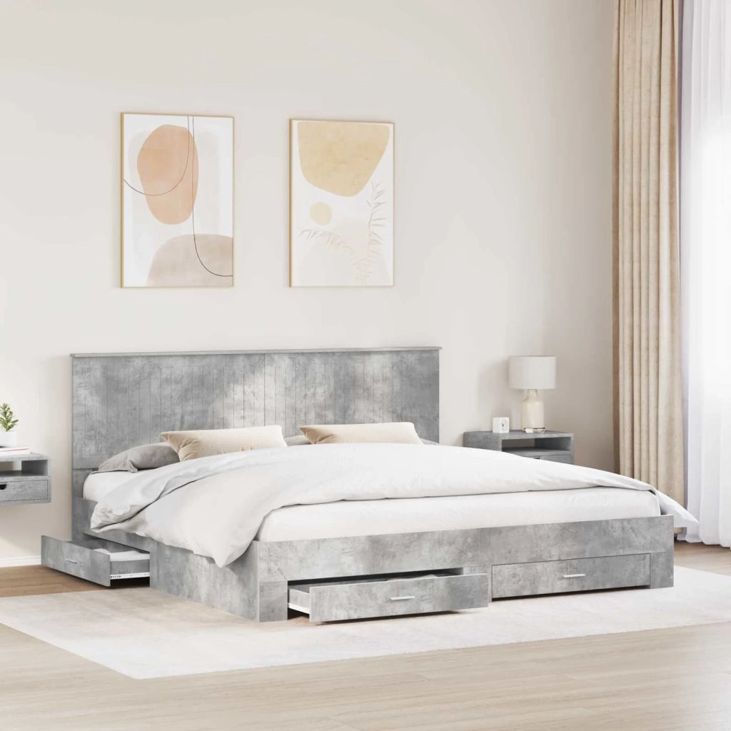 Struttura del letto con testiera Grigio cemento 200 x 200 cm 3411267