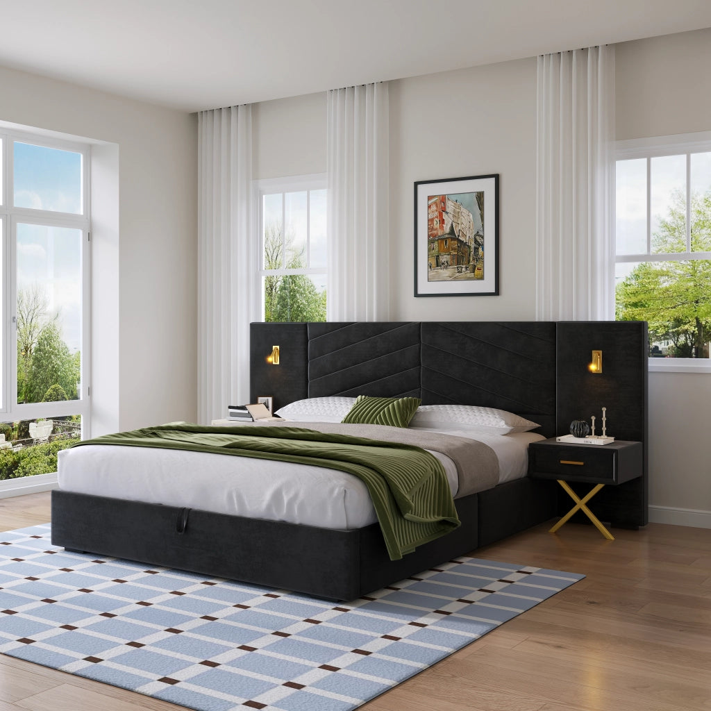 Contenitore regolabile in velluto 266x205x117 con due panche e LED laterali