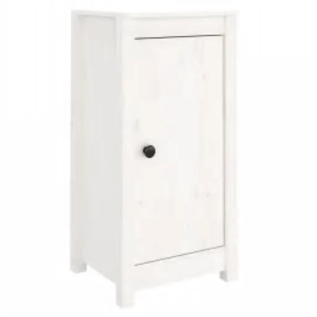 Credenza Bianca 39x35x80 cm in Legno Massello di Pino 813726