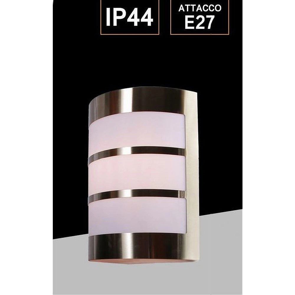 Trade Shop - Applique Da Esterno In Acciaio A Fasce Attacco E27 Lampada Da Parete Ip44 S250-a -