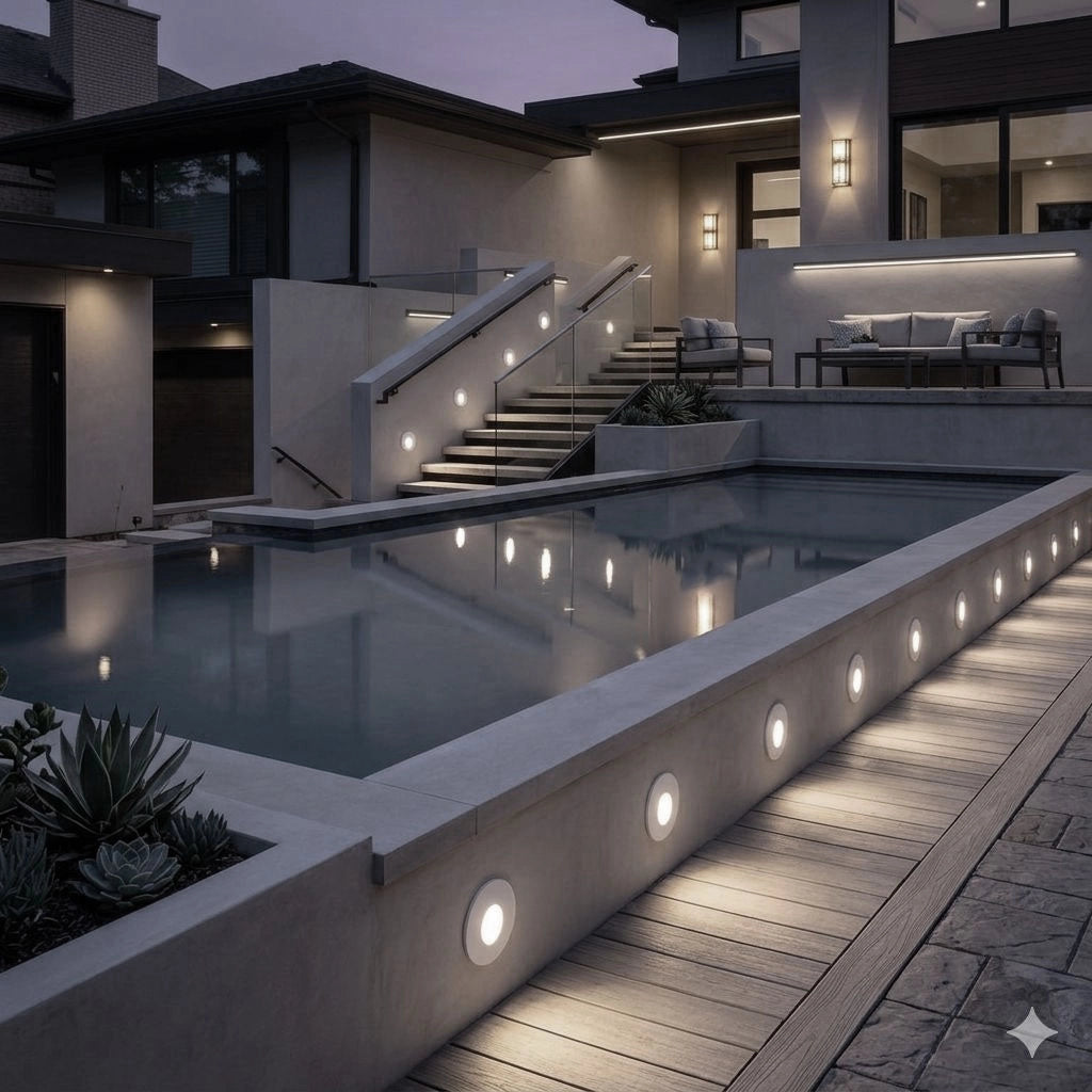 Faretto segnapasso LED da incasso rotondo 1.5W IP54 bianco luce bianca fredda 6500K inclinata in basso da esterno