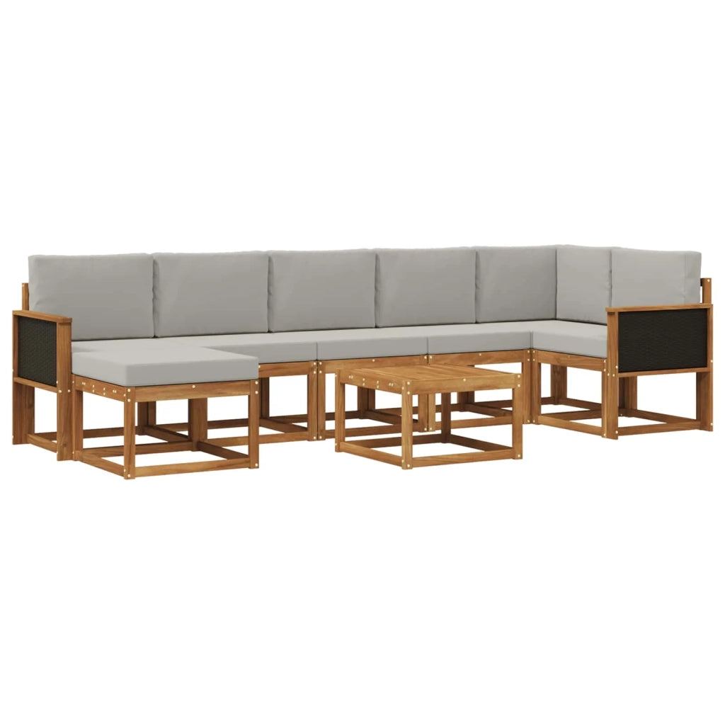 Set di divani da esterno 8 pz Naturale e Grigio Chiaro 3385402