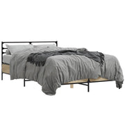 Letto matrimoniale | Letto per adulti | Giroletto Rovere Sonoma 140x190 cm in Legno Multistrato Metallo