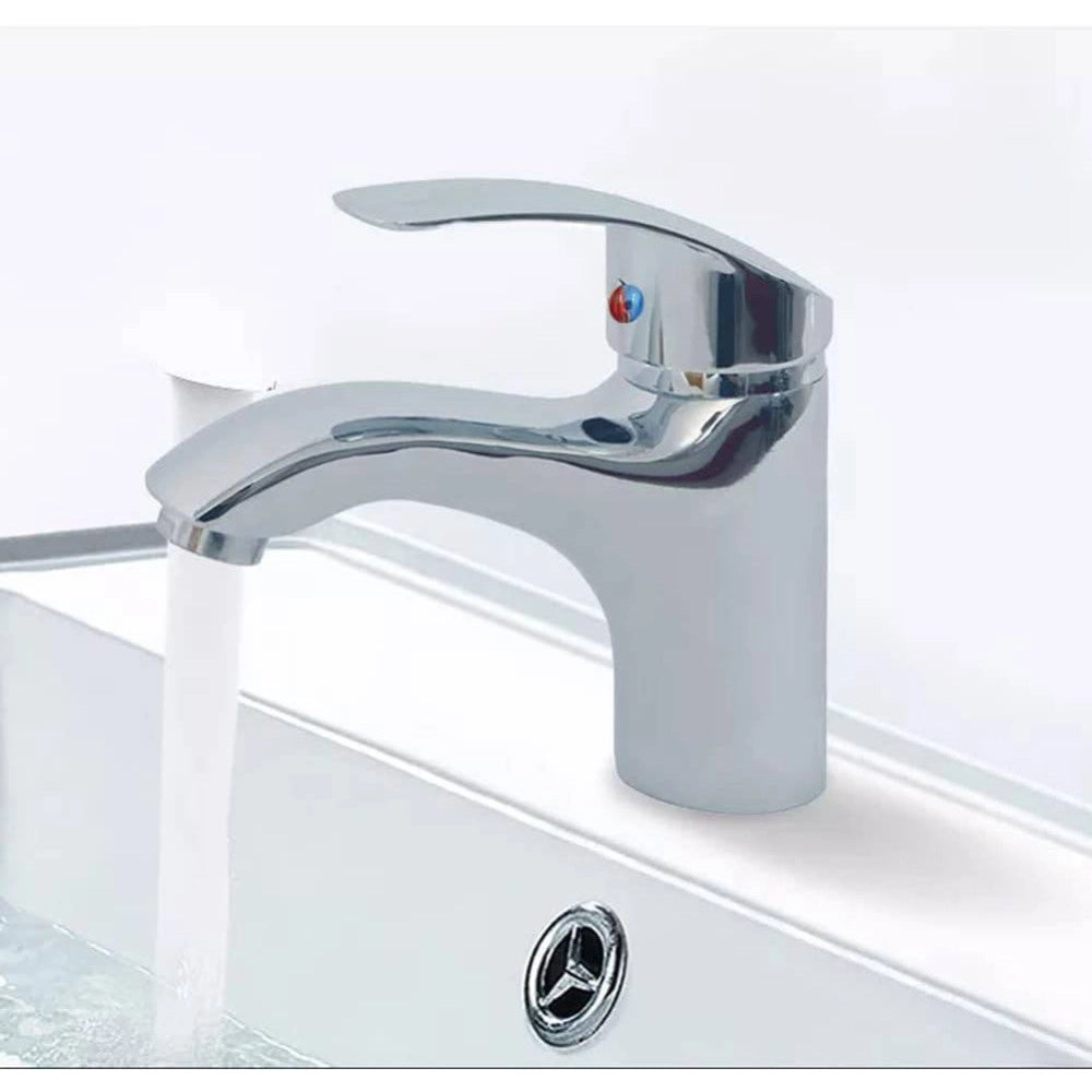 Trade Shop - Rubinetto Miscelatore Cromato Casa Bagno Lavabo Lavandino Kit Montaggio Jh-8061 -