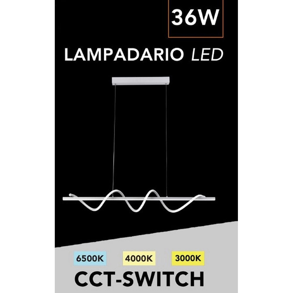 Trade Shop - Lampadario A Led 36w A Sospensione Lampada Bianca Twist Tecnologia Cct Switch B65-b3c -