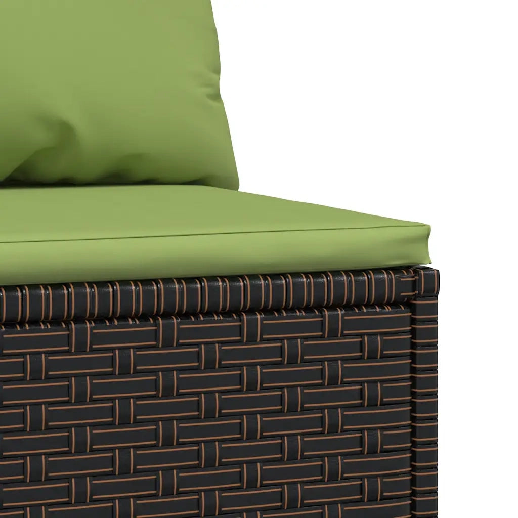 Divano Centrale da Giardino con Cuscini in Polyrattan Marrone 319833