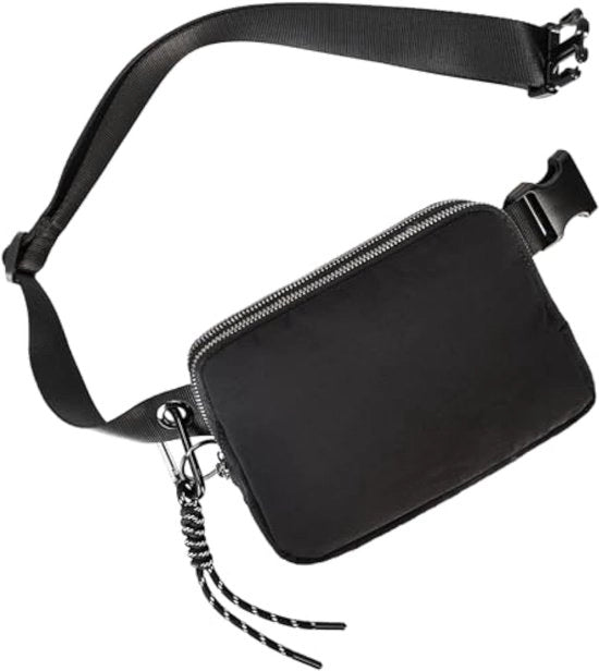 Borsa sportiva e elegante con cinturino, cintura con più compartimenti e cordino, piccola borsa cinturona regolabile