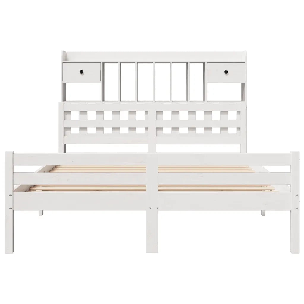 Letto Libreria senza Materasso Bianco 150x200 cm Legno di Pino