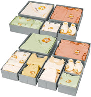 Organizzatore di carico - 12 contenitori di stoffa, organizzatore di capi d'abbigliamento pieghevole per vestiti, calze, asciugamani, grigio
