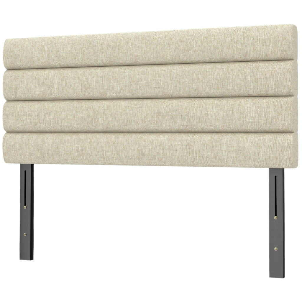 Testiera Imbottita Regolabile in Altezza 3 Posizioni ¨C Zephmum ¨C Lino Beige 140 cm