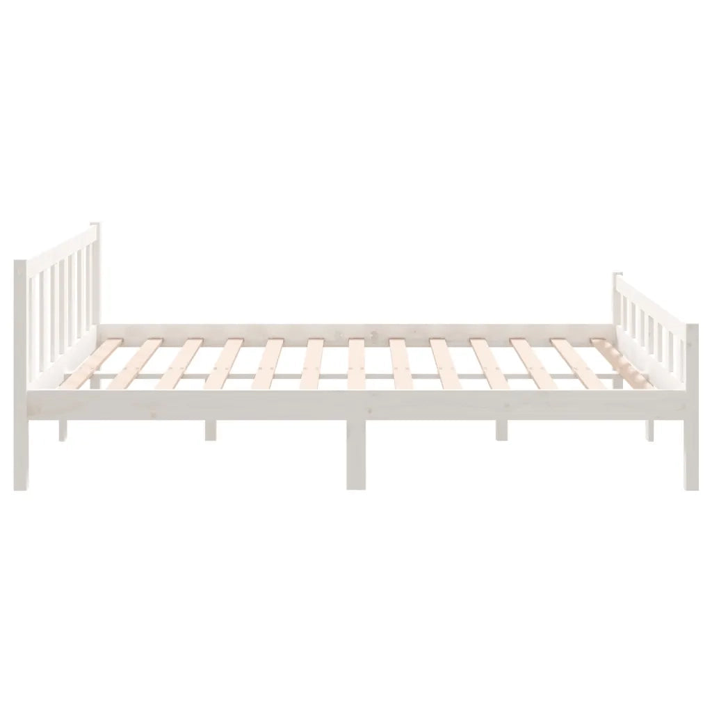Letto matrimoniale | Letto per adulti | Giroletto Bianco in Legno Massello 150x200 cm King Size